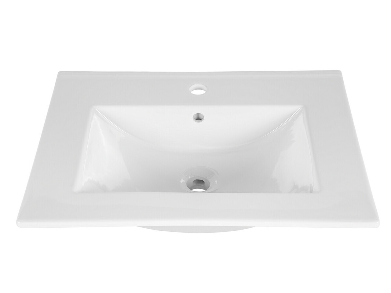 Set dulap de baie cu lavoar si sifon, 60 cm Lava, Bali White, Comad, MDF/PAL laminat, alb lucios/alb — imaginea 3