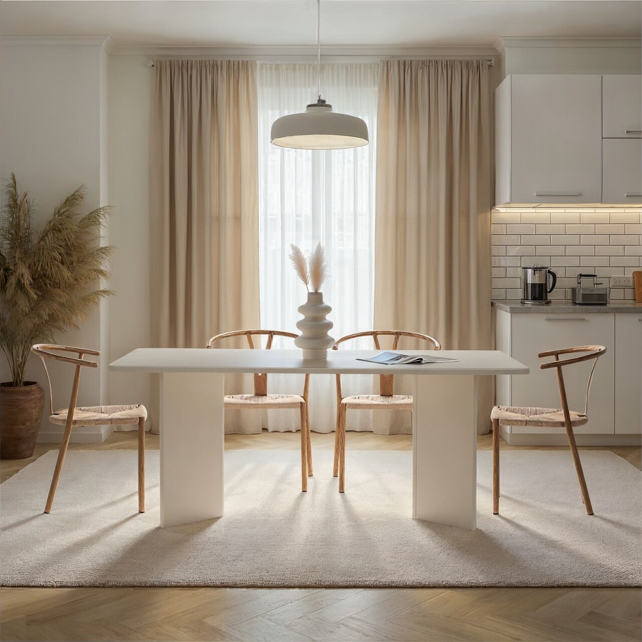 Masa, Nordure, Linza, 180x75x90 cm, Alb - imagine 2