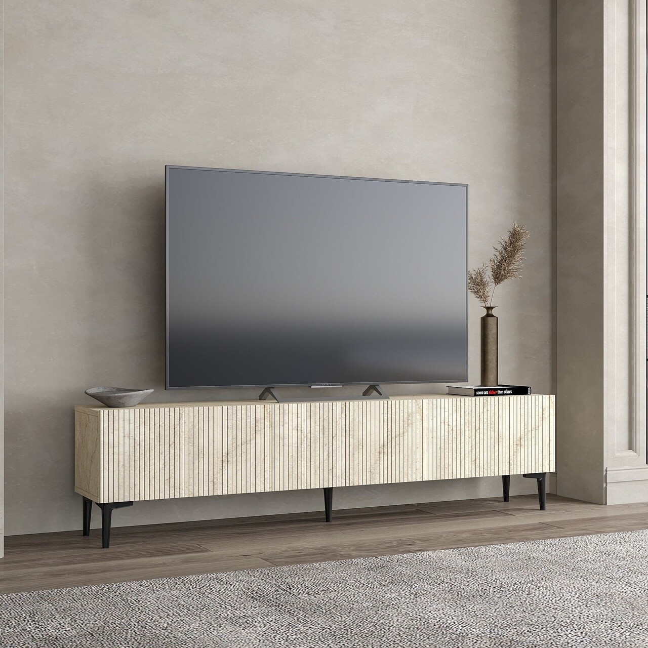 Comoda TV, Odessa, Oscar, 180x45x31.4 cm, Travertin - 2 | YEO