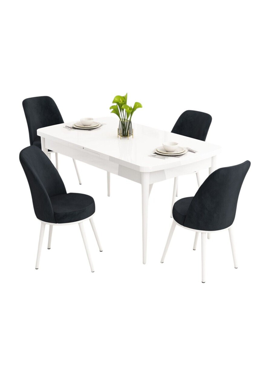 Set masa extensibila si scaune (5 piese), Hanah Home, Nix, Alb / Antracit — imaginea 2