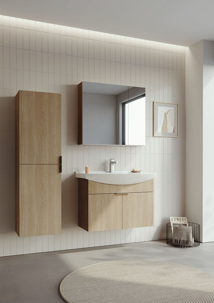 Dulap de baie cu chiuvetă, Hanah Home, Purus 80, Stejar Sonomo — imaginea 5