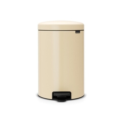 Cos de gunoi cu pedala, Brabantia, Icon Almond, 20 L, inox, crem