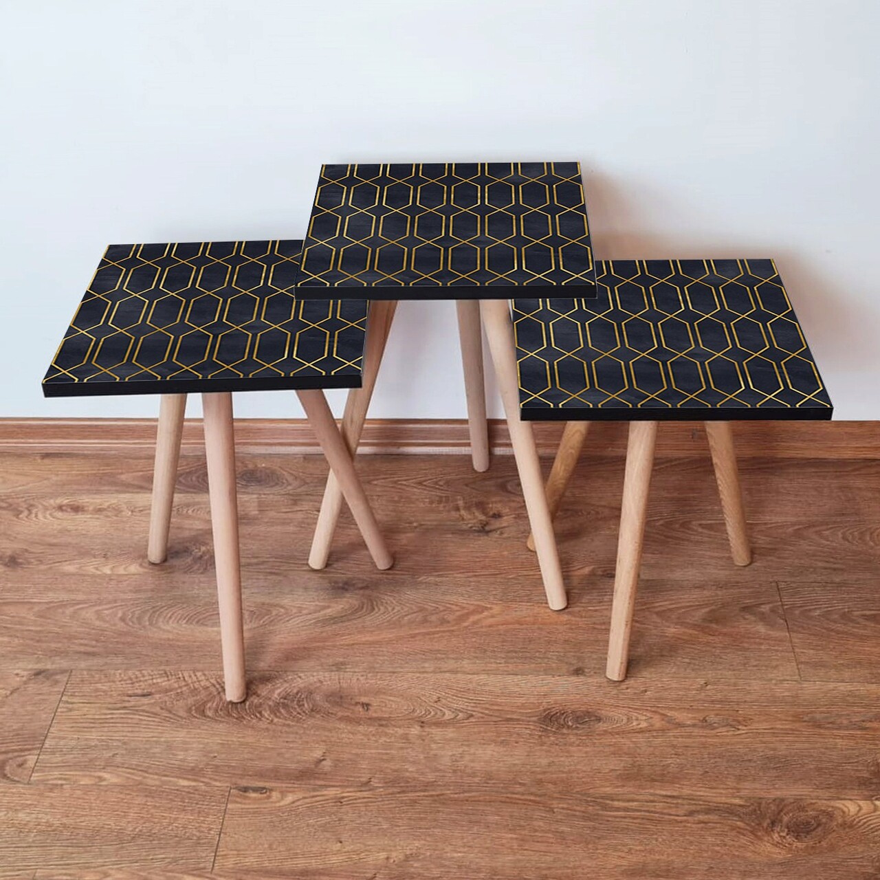 Set masute 3 piese, Leona, 3SHP154, Negru