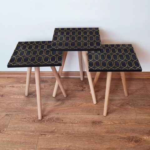 Set masute 3 piese, Leona, 3SHP154, Negru
