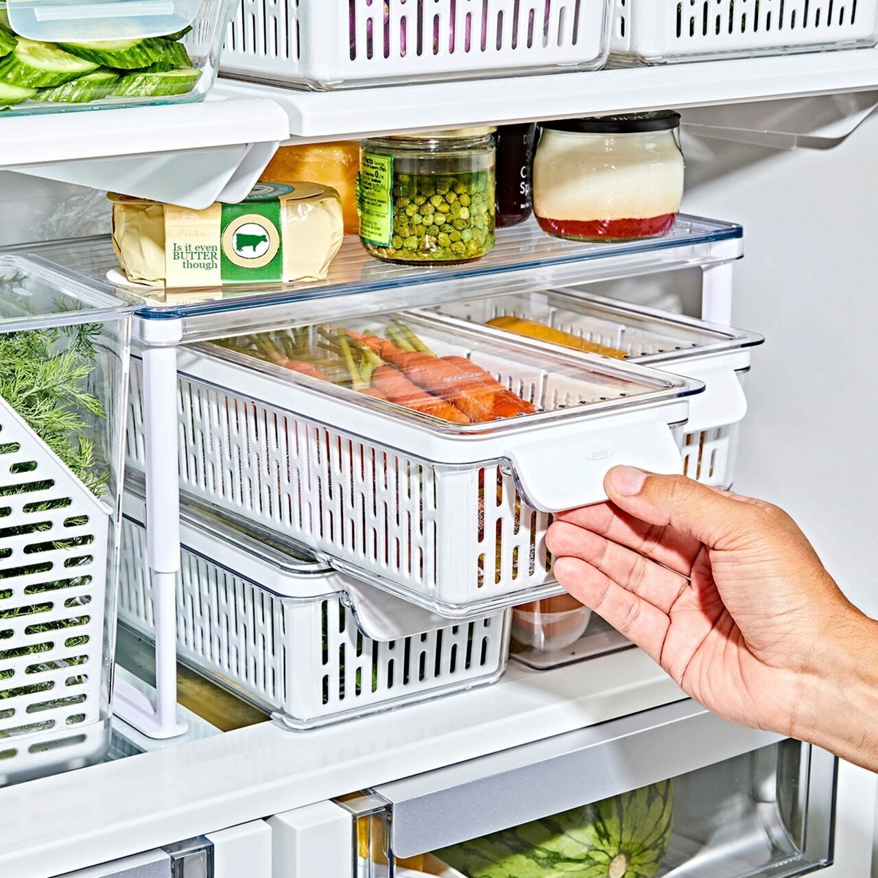 Recipient pentru pastrare legume, plastic, 37,6 x 15,1 x 9,1 cm, "Produce Saver" - OXO - imagine 12