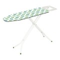 Masa de calcat Roy Green Leaf, Gimi,  122 x 38 cm, metal/bumbac/burete, alb/verde