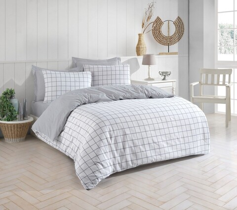 Lenjerie de pat dubla, Artus - Grey, Eponj Home, 65% bumbac/35% poliester