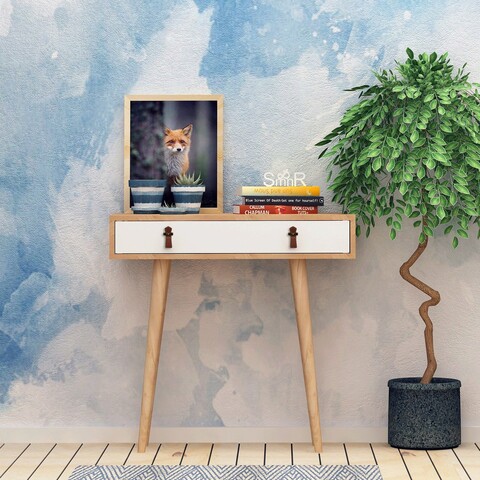 Bufet, mod design, dokka, 80x87.6x30 cm, stejar / alb