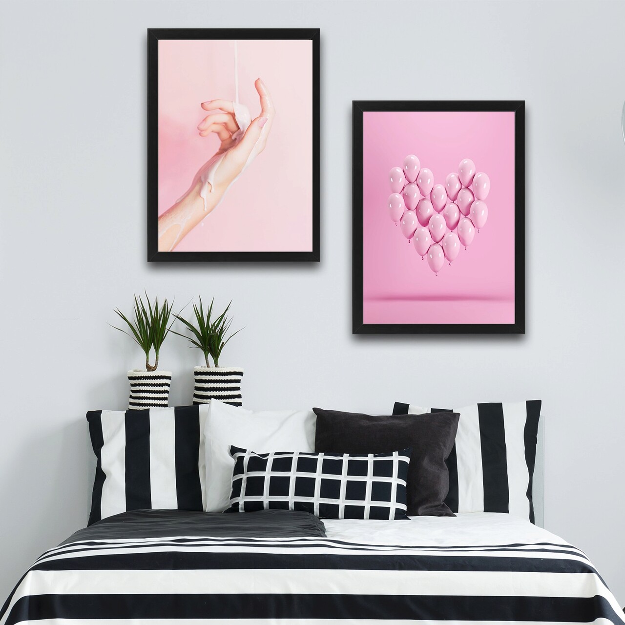 Set 2 tablouri decorative, Pink Balloon Set, PAL, Hartie, Multicolor