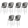 Set scaune de bar 6 piese, Charlotte, Alte, Metal, Gri/Alb