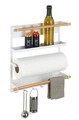 Suport multifunctional pentru bucatarie, Wenko, Magna, 33 x 8 x 34 cm, metal/bambus, alb/egru