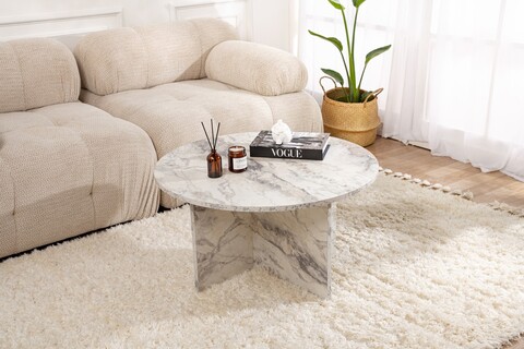 Masuta de cafea, Nordure, Harmoni, 80x45x80 cm, MDF , Marmura Freesia