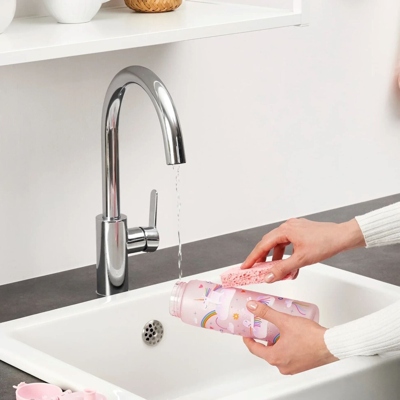 Sticla apa pentru copii Slim, recyclon, 500ml, Unicorn Rainbows - Ion8 - imagine 10
