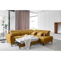 Coltar extensibil dreapta 4 locuri ELTAP, RT-45LO, Noble, 255x201x100 cm, lemn/poliester, mustar