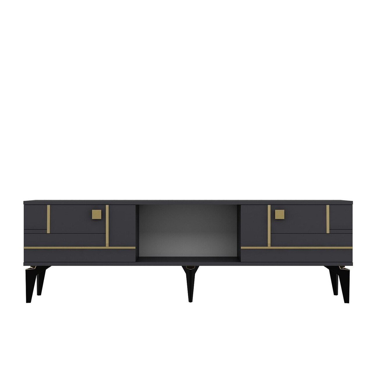 Comoda TV, Olivia, Madera, Antracit / Aur - 2 | YEO