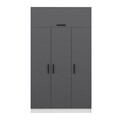 Dulap pentru haine, Minerva, Minar 3 Kapak 2 Çekmece 255, 135x255x52 cm, PAL, Alb / Antracit