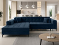 Coltar extensibil stanga 4 locuri ELTAP, Sol-19, Solange, 292x196x84 cm, lemn/poliester, albastru inchis
