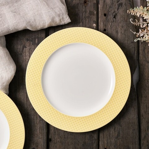Farfurie intinsa nordic, ambition, portelan, 27.5 cm, galben