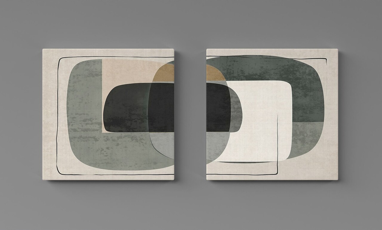 Set 2 tablouri decorative, ASR_CNVS25, Lemn, Multicolor - view 3