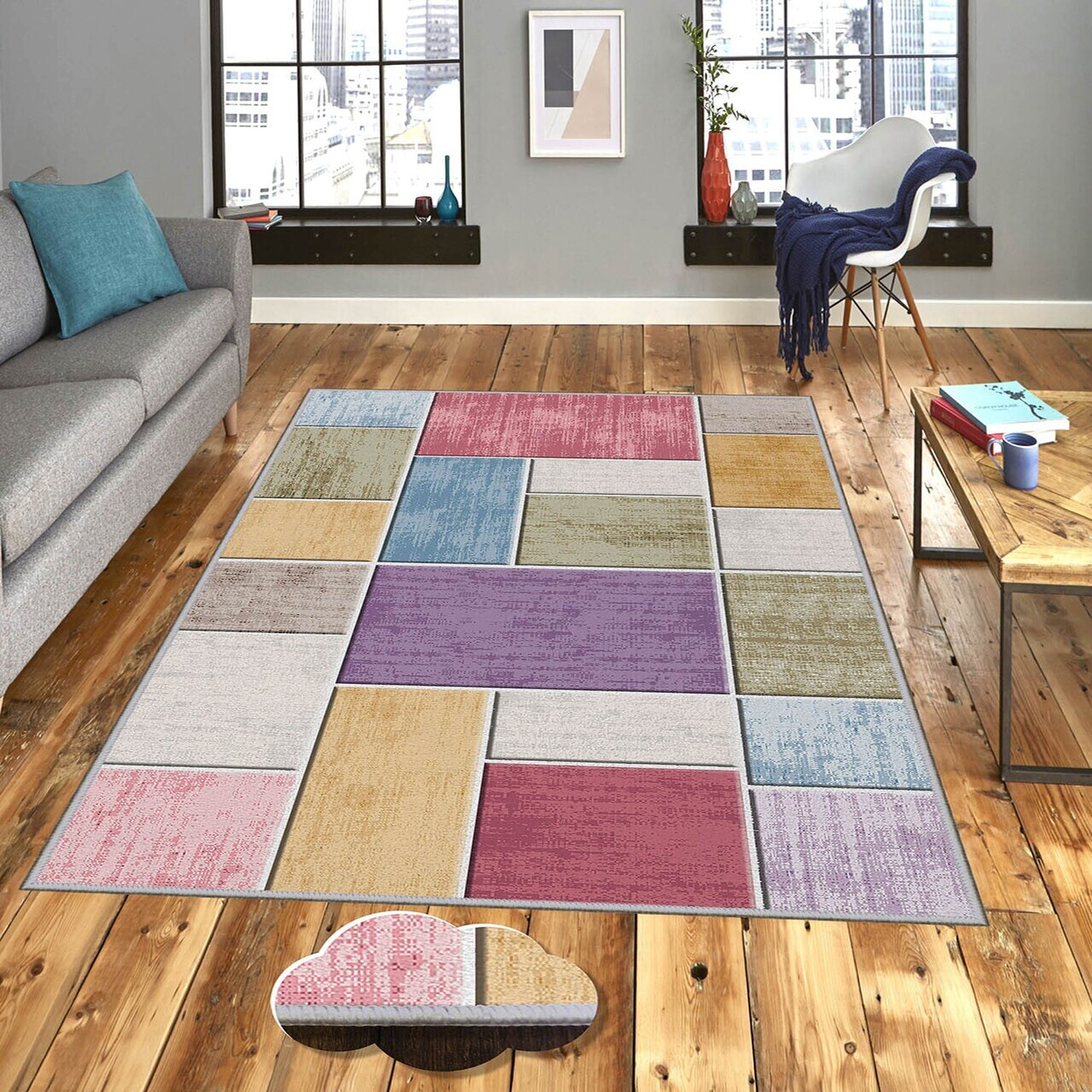 Covor Eexfab540 100x200 cm Poliester Multicolor