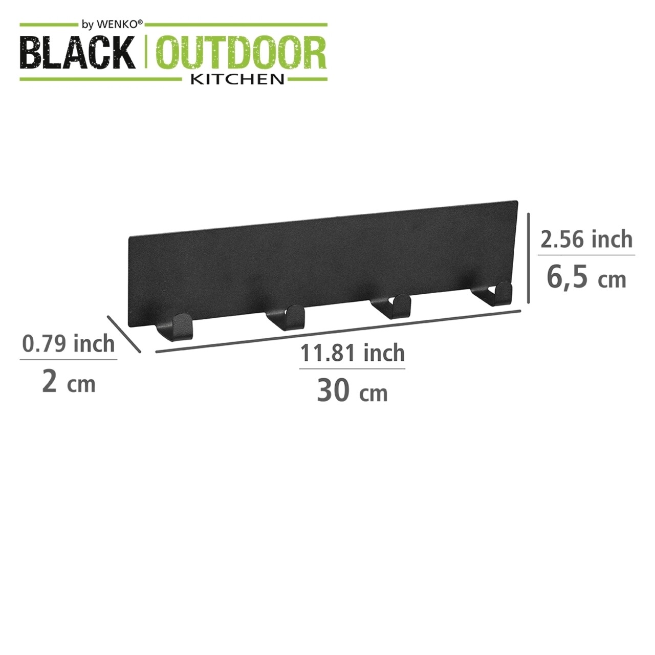 Suport magnetic pentru prosoape si ustensile bucatarie, Wenko, Ima Black, 30 x 2 x 6.5 cm, metal, negru - 1 | YEO