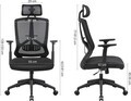 Scaun de birou, Songmics, ergonomic, suport lombar si tetiera reglabile, 62x69x112-122 cm, 120 kg, negru cerneala