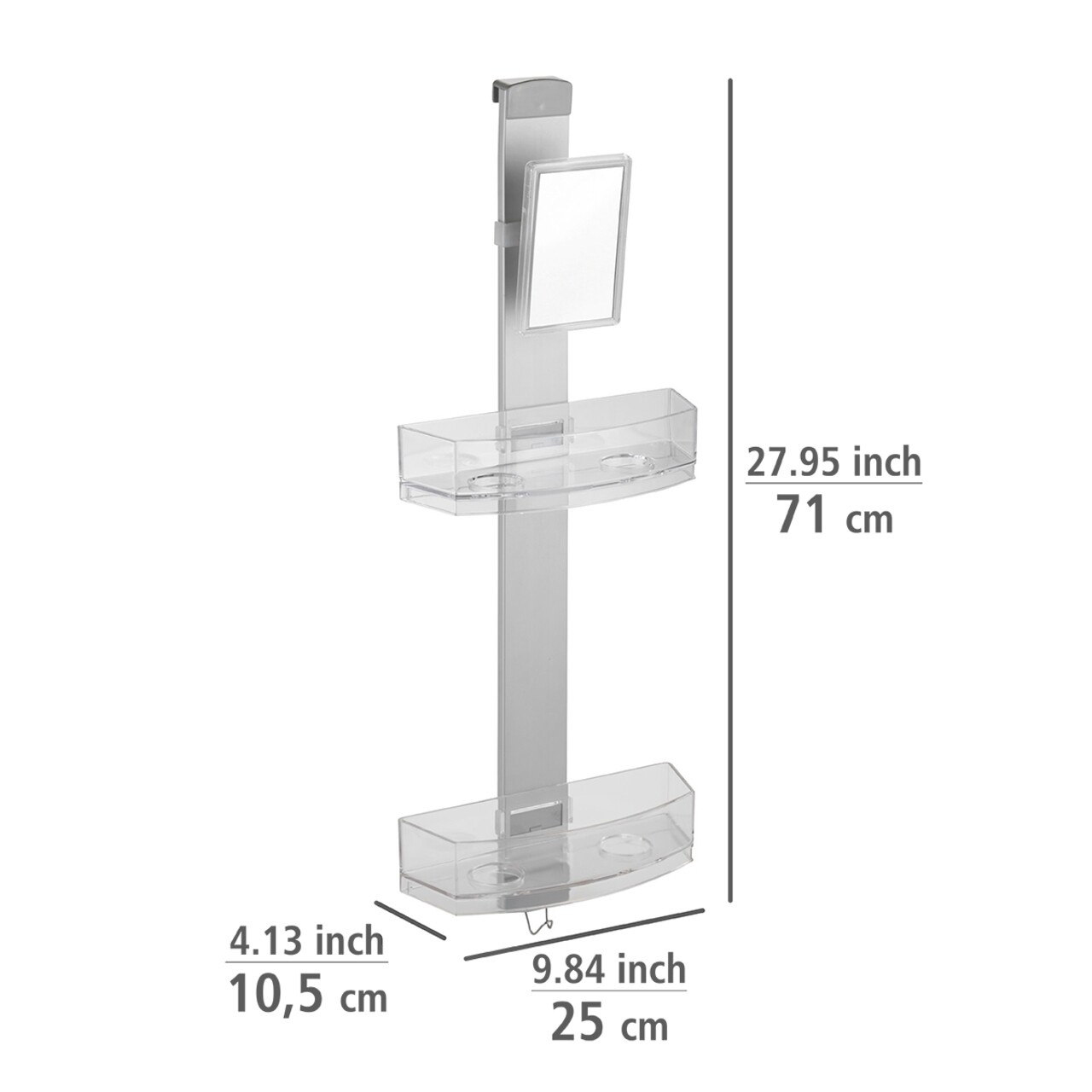 Etajera suspendata pentru dus, Wenko, Premium, 25 x 10.5 x 71 cm, inox/plastic - 1 | YEO