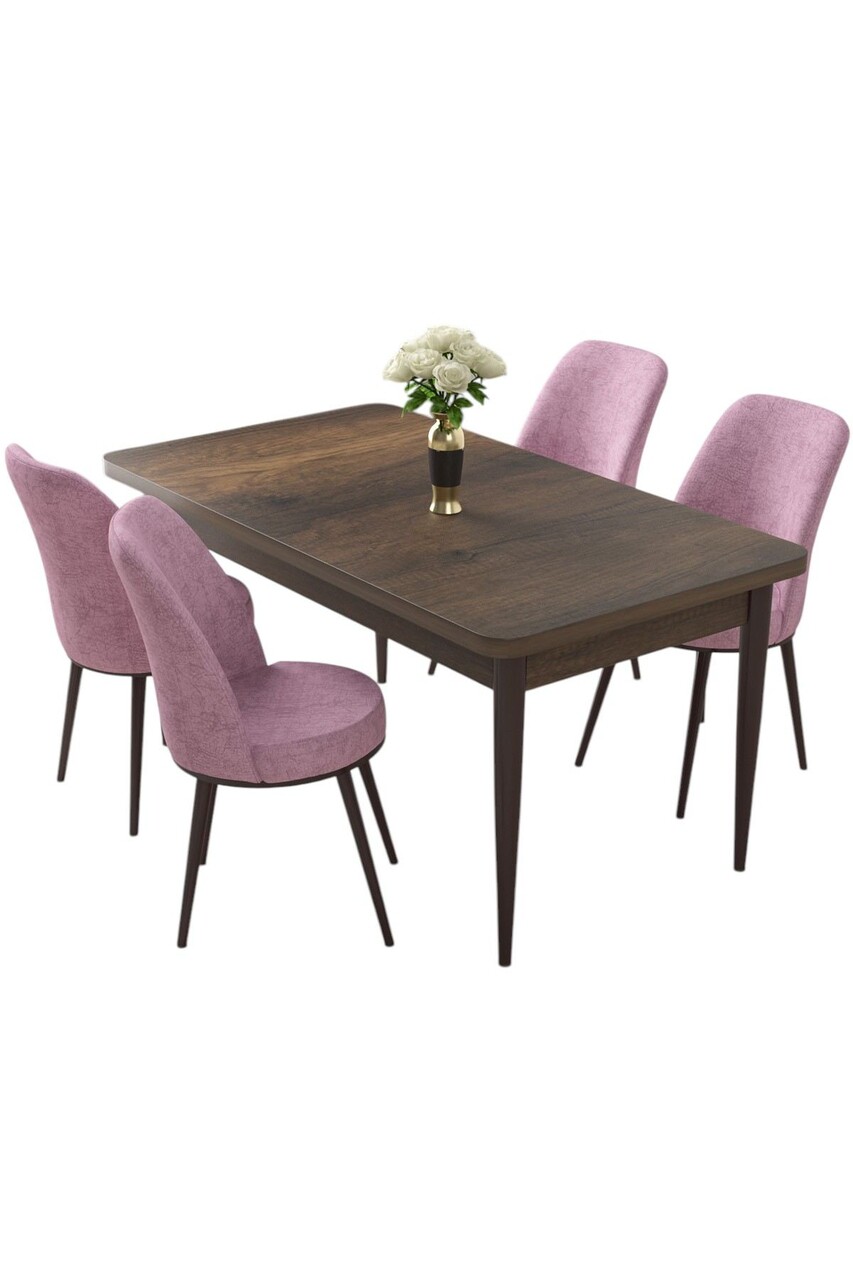 Set masă și scaune (5 bucăți), Hanah Home, Nil, Baroc / Roz - view 2