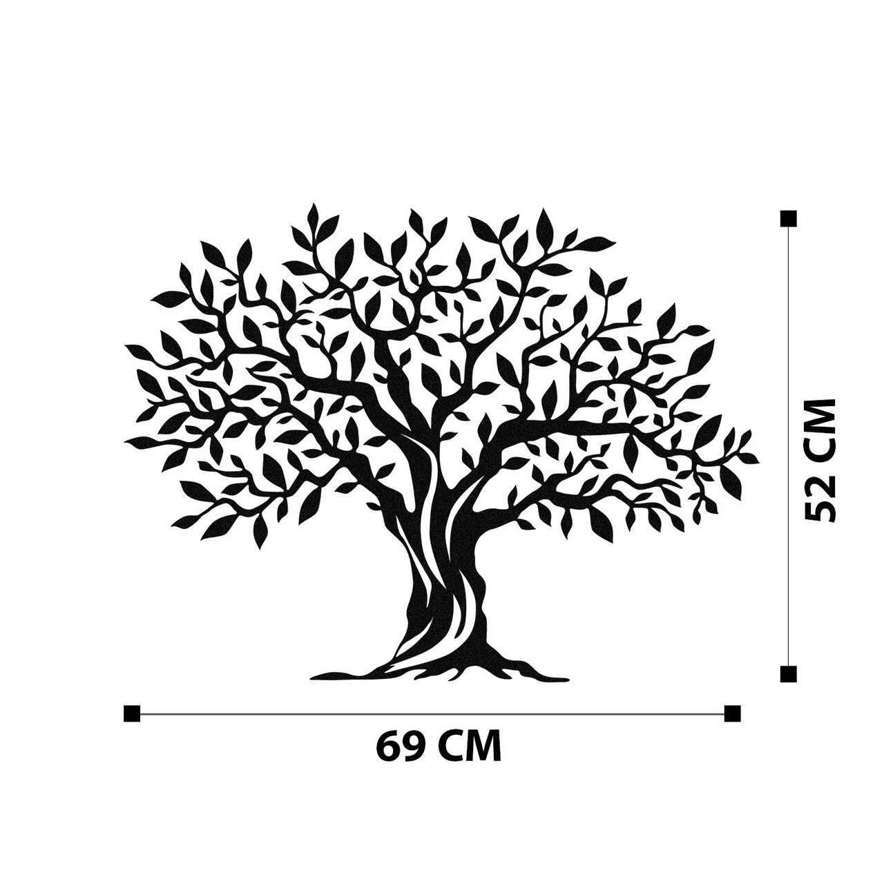 Decoratiune de perete, Yaprak Dokumu - M0111, metal, 69 x 52 cm, negru