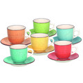 Set 6 cesti de ceai cu farfurie Louise Art and Pepper, Tognana Porcellane, 250 ml, ceramica, multicolor