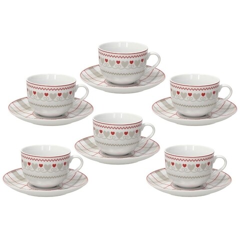 Set 6 cesti cu farfurie, tognana, olimpia brunico, 230 ml, portelan, multicolor