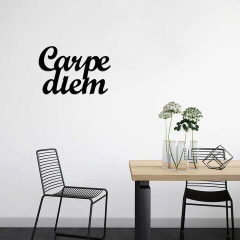 Decoratiune de perete, carpediem 1, metal, dimensiune: 50 x 38 cm, negru