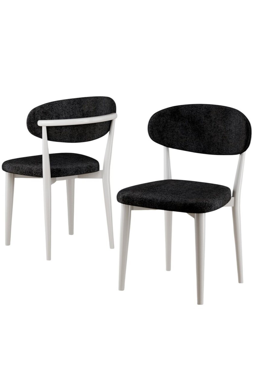 Set scaune 2 piese, Hanah Home, Onex, Alb/Negru — imaginea 2