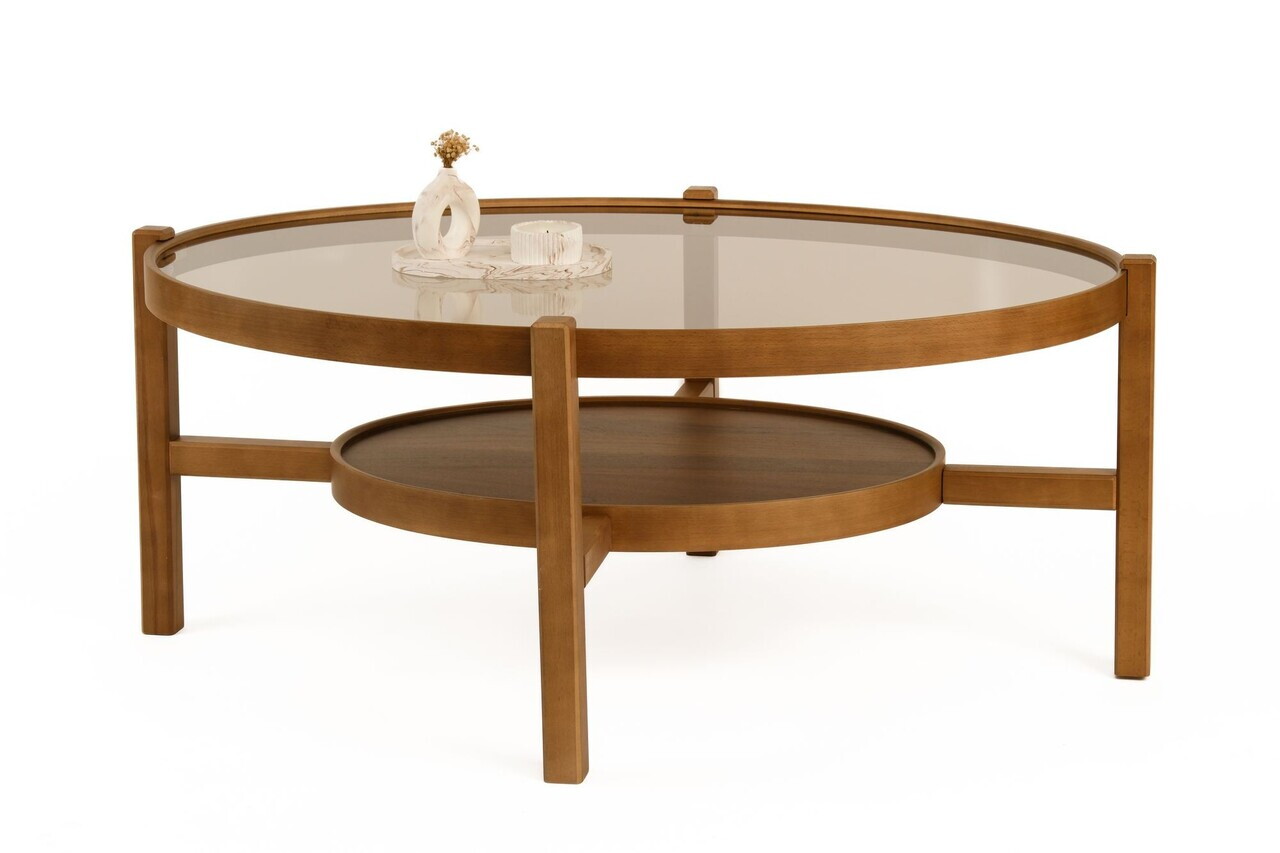 Masuta de cafea, Hanah Home, Harmony 110, 110x48x80 cm, LEMN MASIV DE FAG, Maro — imaginea 2