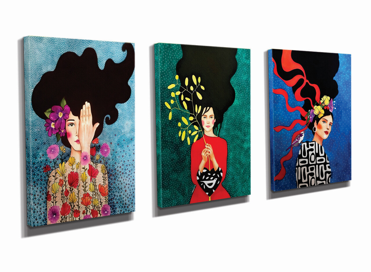 Set 3 tablouri decorative, UDC10, Canvas imprimat, Multicolor - view 2