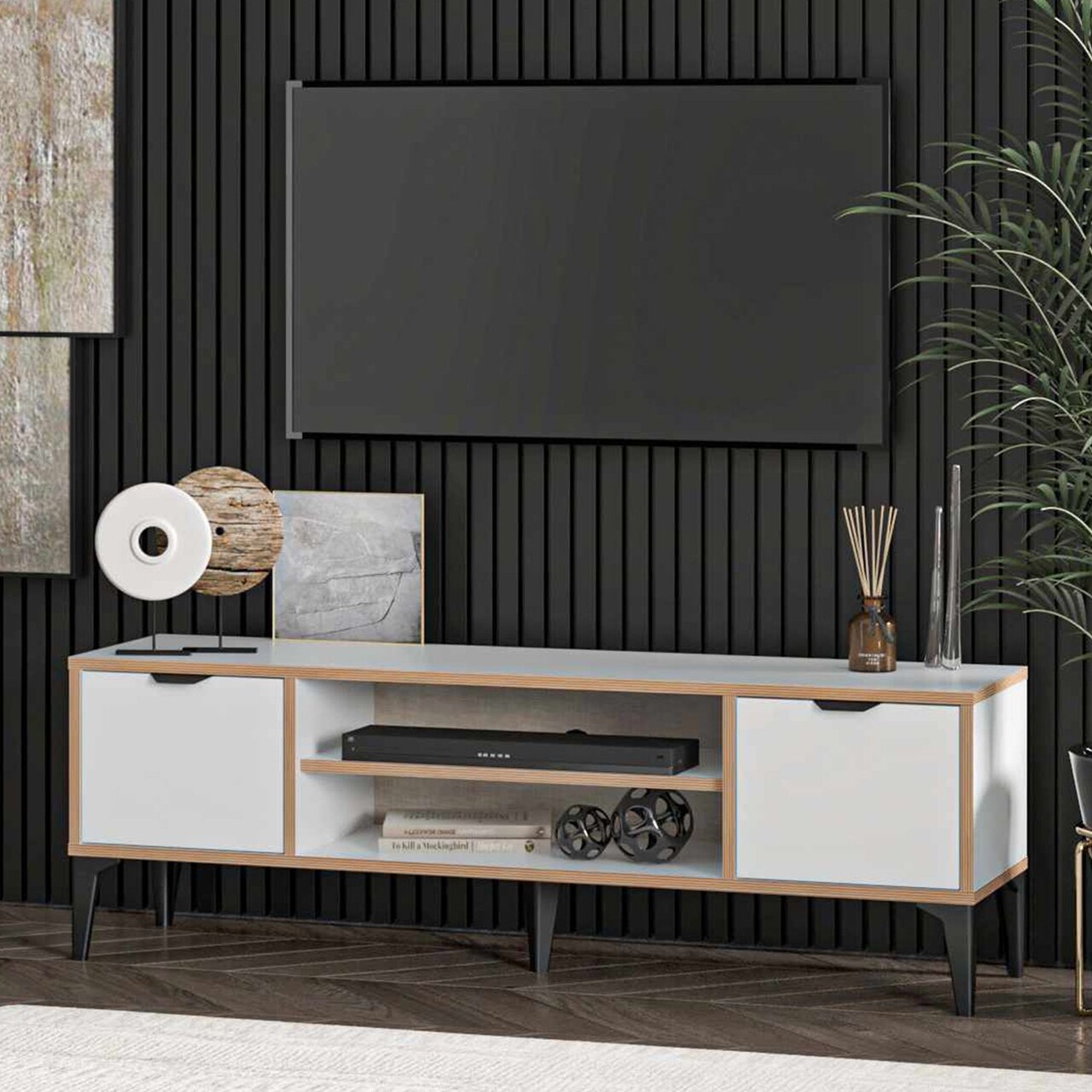 Comoda TV, Hanah Home, Arden, 140x46x35 cm, Alb - imagine 4