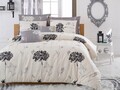 Lenjerie de pat dubla 3 piese, Efil - Beige, Grey, Eponj Home, 65% bumbac/35% poliester