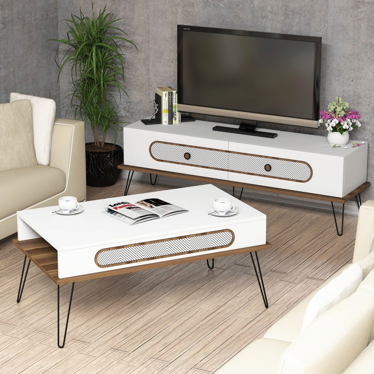 Set Mobilier Living, Hommy Craft, Ekol, Alb