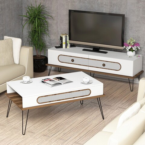 Set mobilier living, hommy craft, ekol, alb