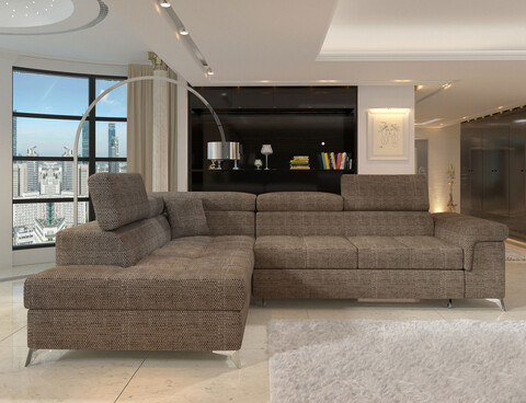 Coltar extensibil stanga 4 locuri ELTAP, ERI-30, Eridano, 275x202x88 cm, lemn/poliester, bej inchis