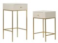 Set 2 masute inalte Wedding, Mauro Ferretti, 45x90 cm, lemn de pin/MDF/metal, crem/auriu