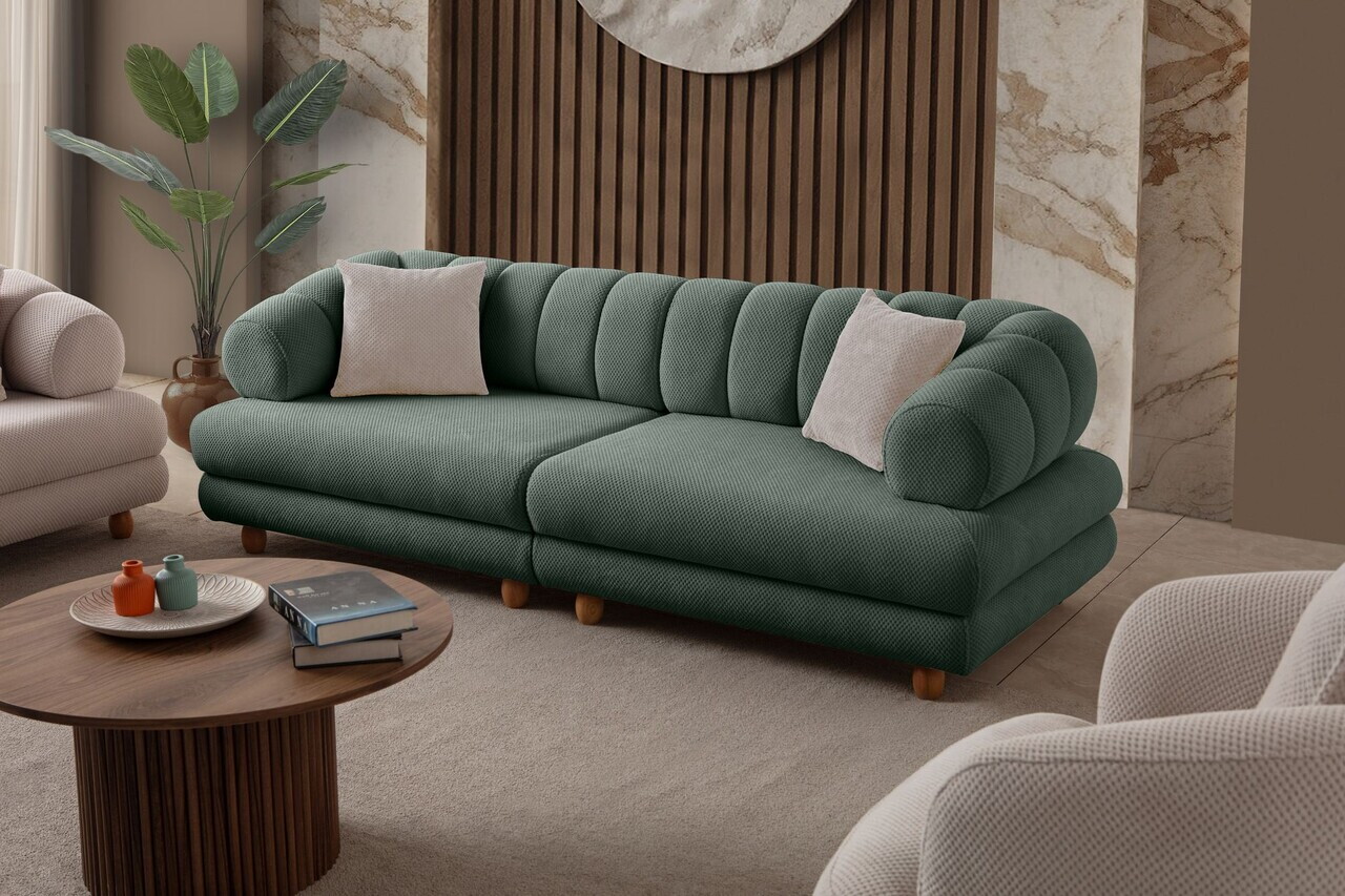 Canapea 3 locuri, Atelier del Sofa, 752EST1158, Lemn de carpen/PAL melaminat, Verde