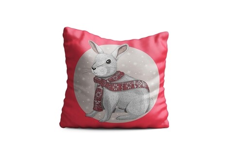 Perna decorativa rabbit w scarf, oyo kids, 43x43 cm, poliester, multicolor