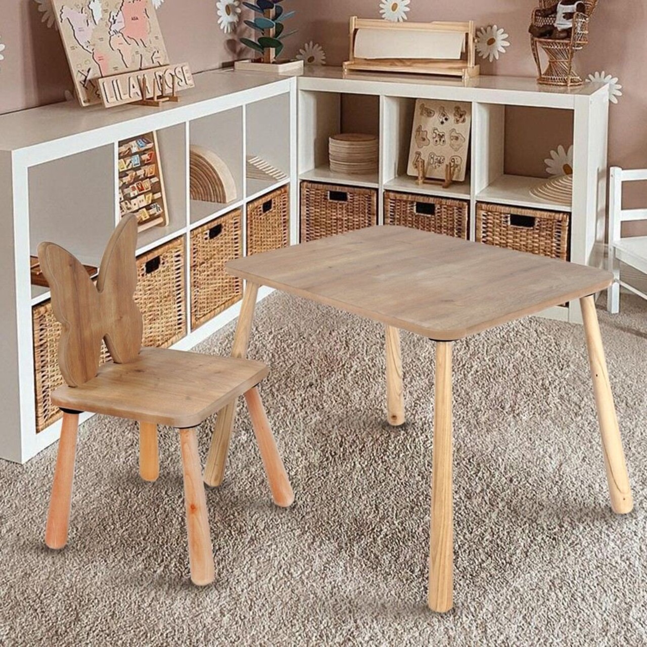 Set masa si scaun pentru copii, Rosewood, BLTYZ-AKTV062, Stejar - 1 | YEO