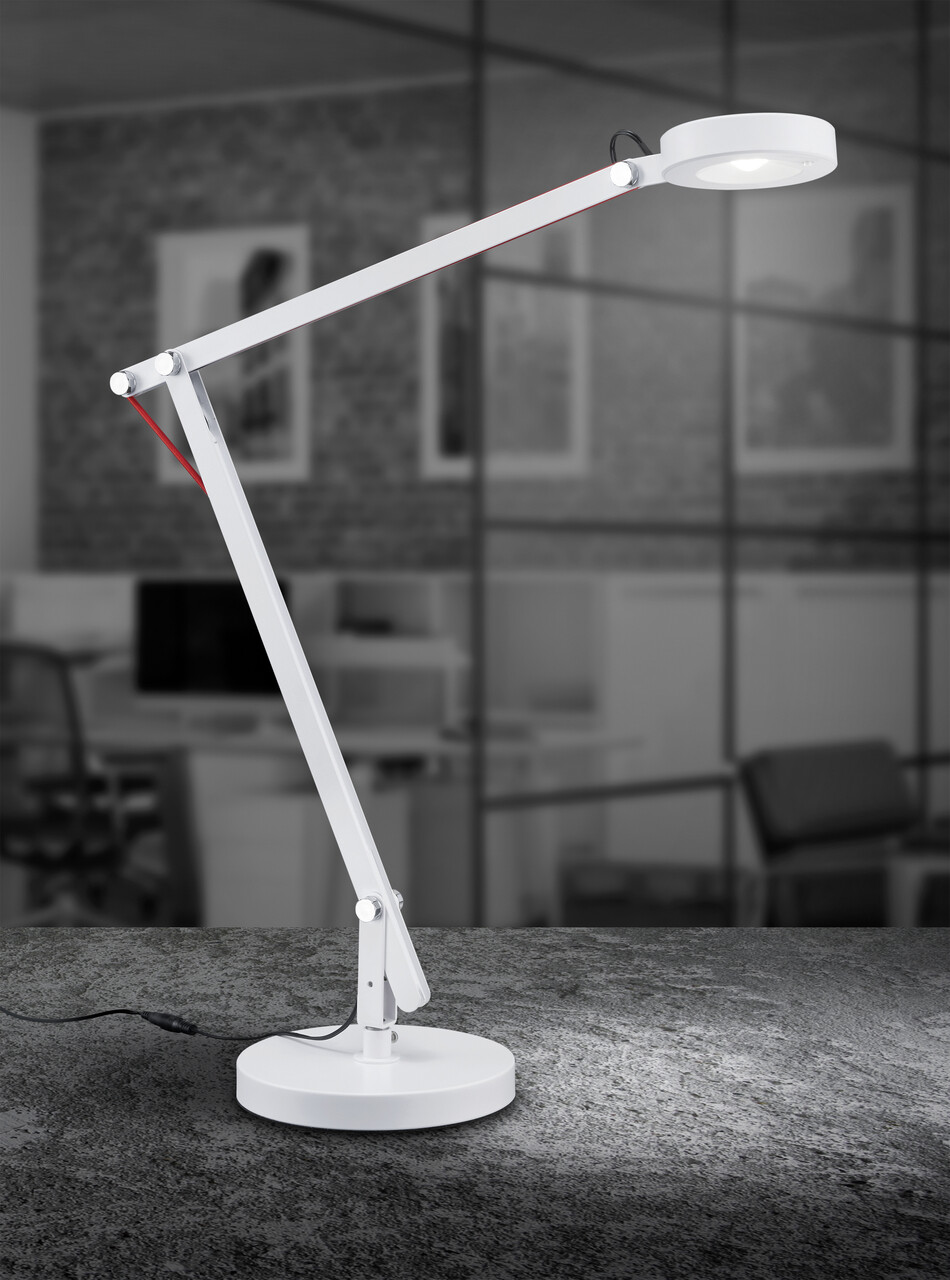 Lampa de masa Amsterdam, TRIO, 18x90 cm, 5W, 1x SMD LED, metal, alb - 1 | YEO