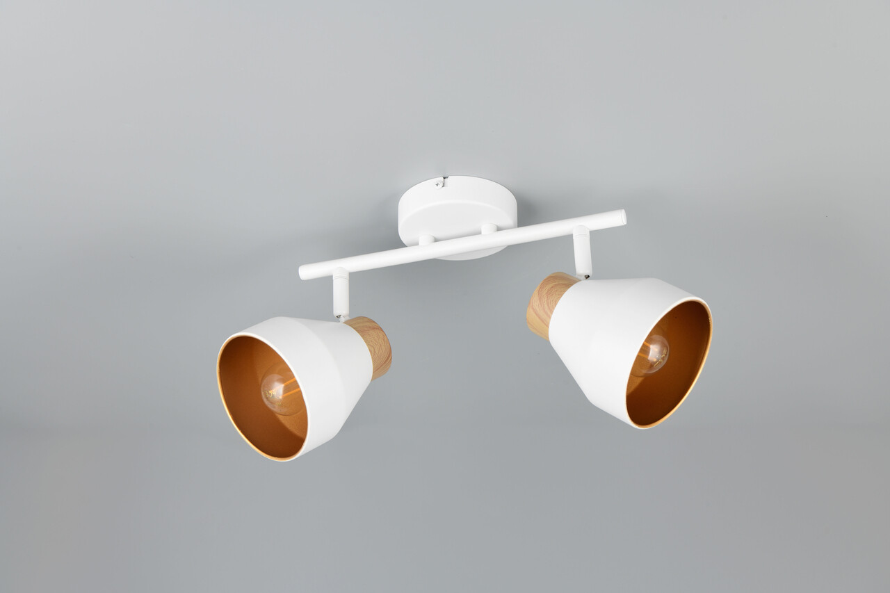 Plafoniera Valentin, RL, 32x15x21 cm, 10W, 2x E14, metal, alb mat/natur