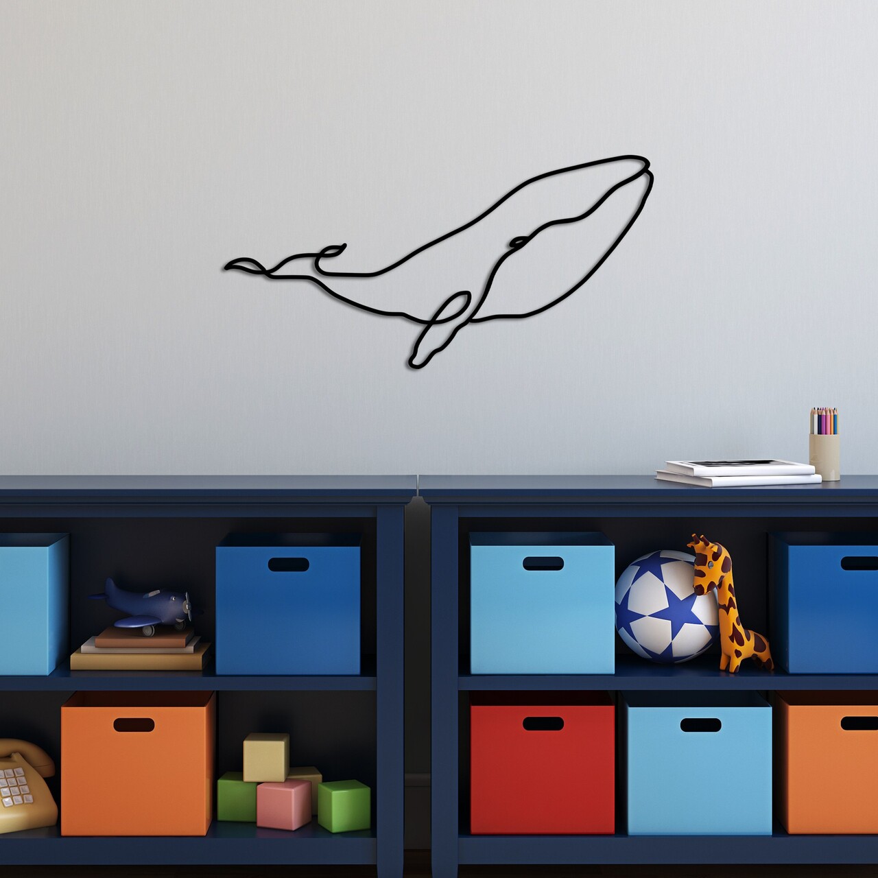 Decoratiune de perete, Whale, Dimensiune: 70 x 34 cm, Negru - view 3