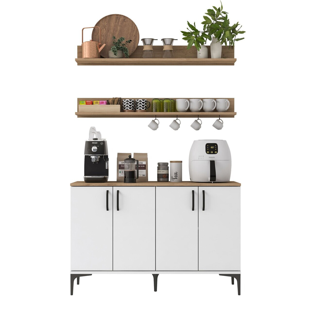 Dulap multifunctional, Hanah Home, JE234, PAL melaminat, Alb/Maro - view 10