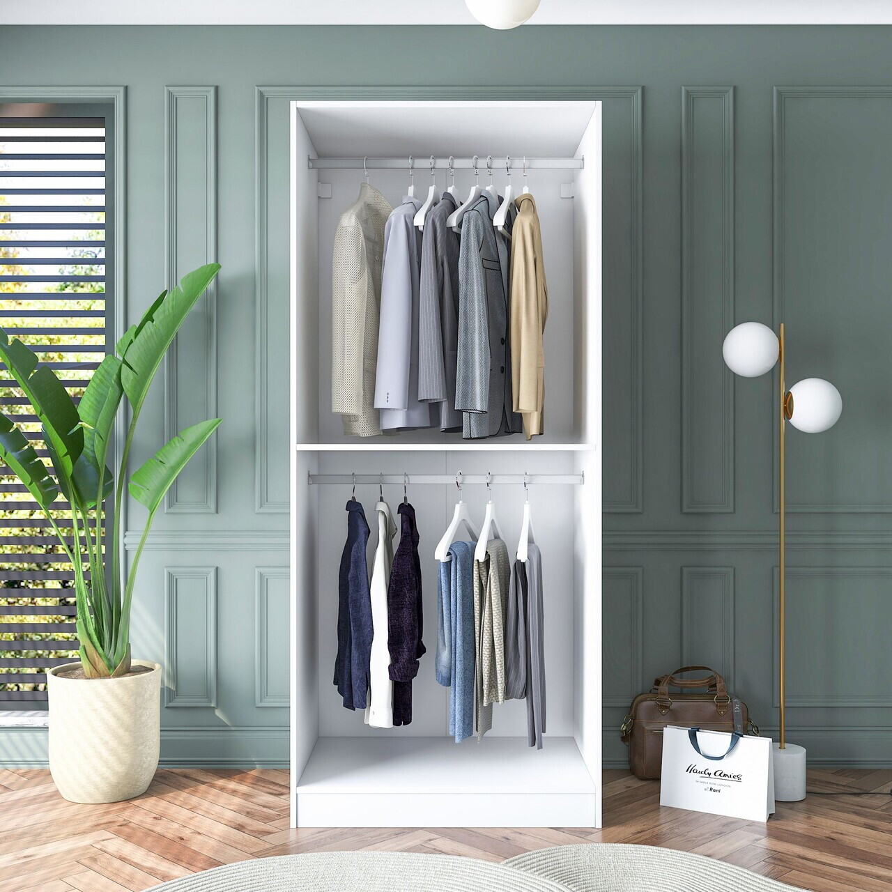 Dulap pentru haine, Hanah Home, BA179, 90x210x57.5 cm, PAL melaminat, Alb - view 5