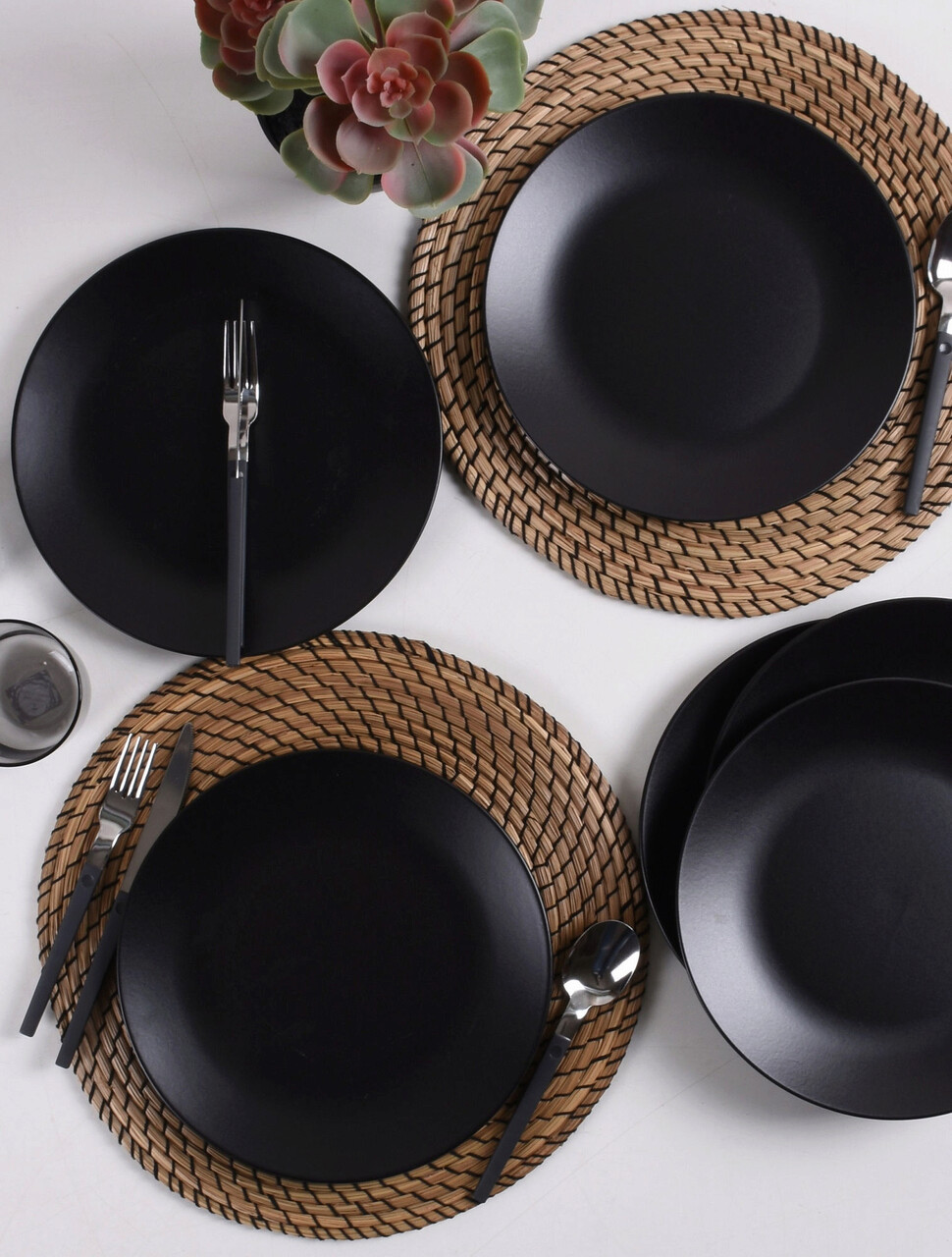 Set platouri servire, Keramika, 275KRM1359, Ceramica, Negru mat